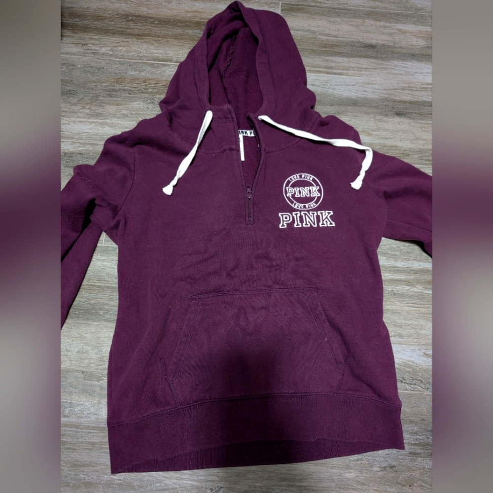 Victoria Secret PINK Burgendy Quarter Zip Sweater
